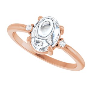 14K Rose Gold 8x6 mm Oval .03 CTW Natural Diamond Semi-Set Cabochon Ring – image 8
