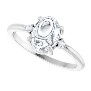 14K White Gold 8x6 mm Oval .03 CTW Lab-Grown Diamond Semi-Set Cabochon Ring – image 8