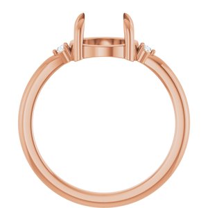 14K Rose Gold 8 mm Round .03 CTW Lab-Grown Diamond Semi-Set Cabochon Ring – image 4