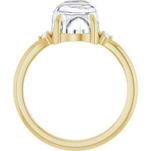 14K Yellow Gold 8 mm Round .03 CTW Lab-Grown Diamond Semi-Set Cabochon Ring – image 3