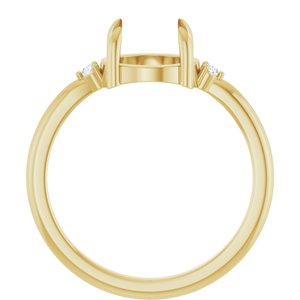 10K Yellow Gold 8 mm Round .03 CTW Natural Diamond Semi-Set Cabochon Ring – image 4