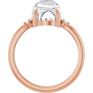 14K Rose Gold 8 mm Round .03 CTW Natural Diamond Semi-Set Cabochon Ring – image 3