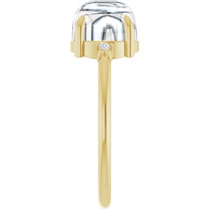 14K Yellow Gold 8 mm Round .03 CTW Lab-Grown Diamond Semi-Set Cabochon Ring – image 7