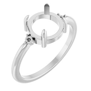 10K White Gold 8 mm Round Cabochon Ring Mounting – image 2
