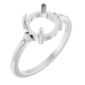 10K White Gold 8 mm Round .03 CTW Lab-Grown Diamond Semi-Set Cabochon Ring – image 2
