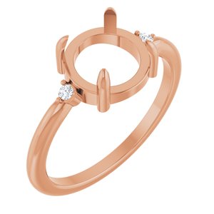 14K Rose Gold 8 mm Round .03 CTW Lab-Grown Diamond Semi-Set Cabochon Ring – image 2