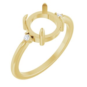 10K Yellow Gold 8 mm Round .03 CTW Natural Diamond Semi-Set Cabochon Ring – image 2