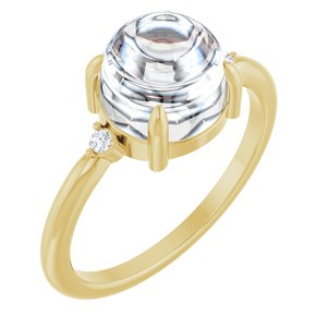 10K Yellow Gold 8 mm Round .03 CTW Lab-Grown Diamond Semi-Set Cabochon Ring