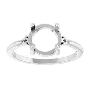 10K White Gold 8 mm Round Cabochon Ring Mounting – image 6