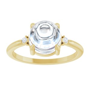 14K Yellow Gold 8 mm Round .03 CTW Lab-Grown Diamond Semi-Set Cabochon Ring – image 5