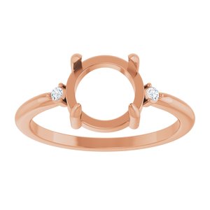 14K Rose Gold 8 mm Round .03 CTW Natural Diamond Semi-Set Cabochon Ring – image 6