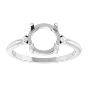 10K White Gold 8 mm Round .03 CTW Lab-Grown Diamond Semi-Set Cabochon Ring – image 6