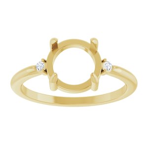 10K Yellow Gold 8 mm Round .03 CTW Natural Diamond Semi-Set Cabochon Ring – image 6