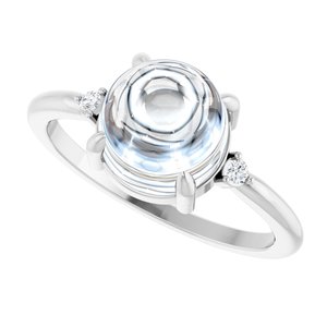10K White Gold 8 mm Round Cabochon Ring Mounting – image 8