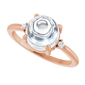 14K Rose Gold 8 mm Round .03 CTW Lab-Grown Diamond Semi-Set Cabochon Ring – image 8