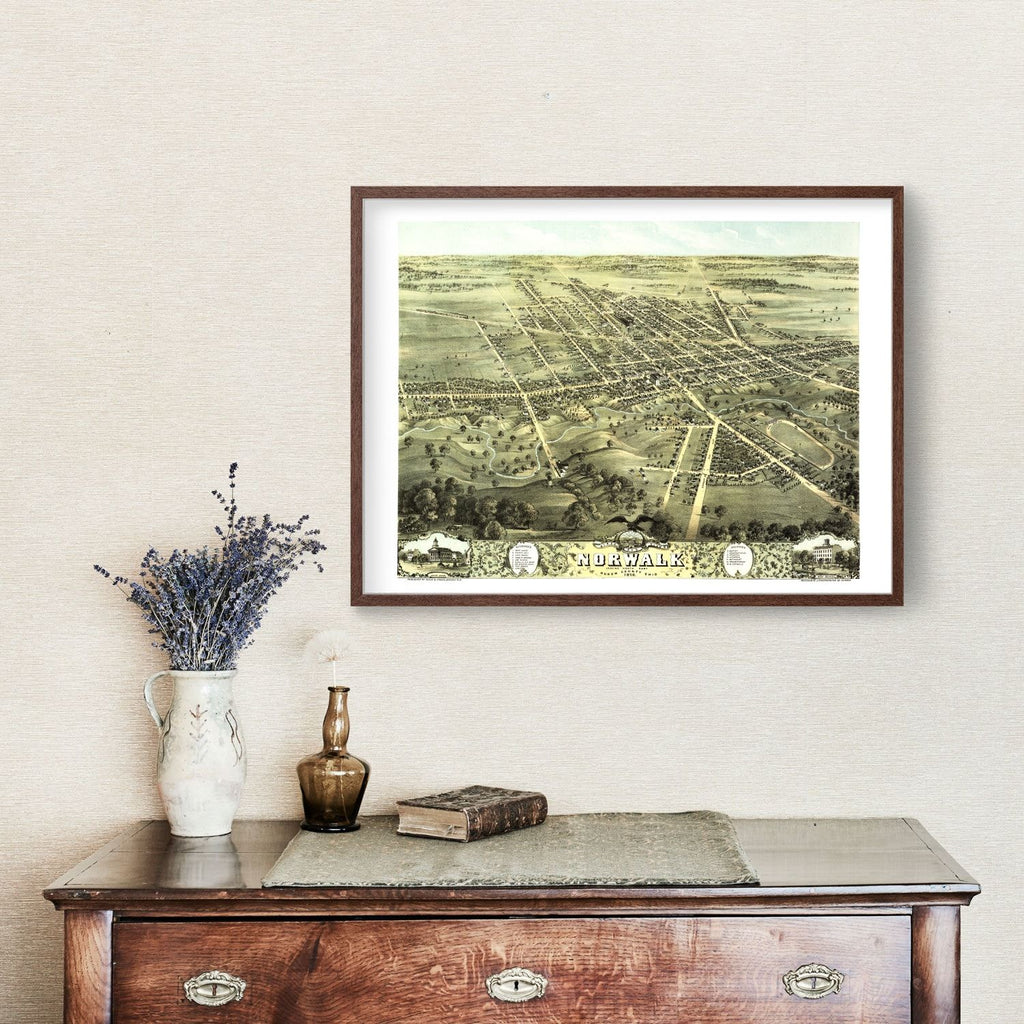 Vintage Map of Norwalk, Ohio 1870