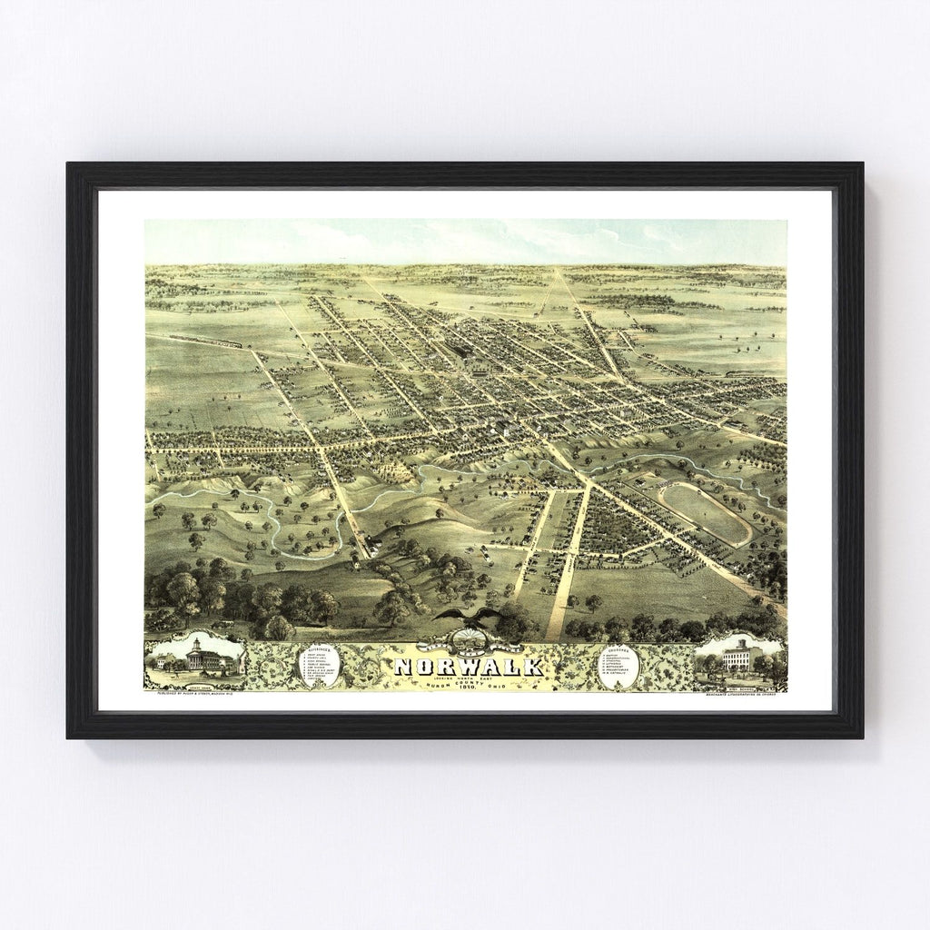 Vintage Map of Norwalk, Ohio 1870
