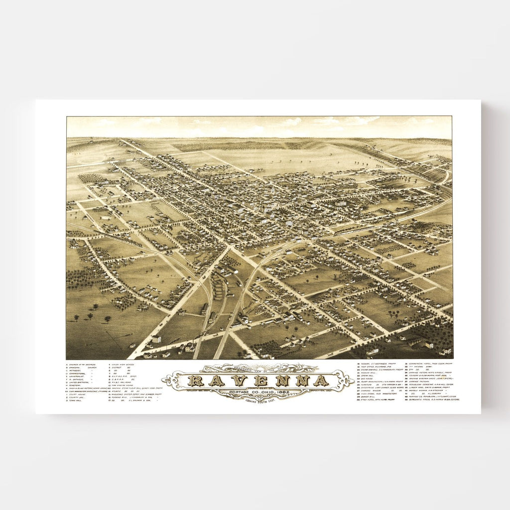 Vintage Map of Ravenna, Ohio 1882