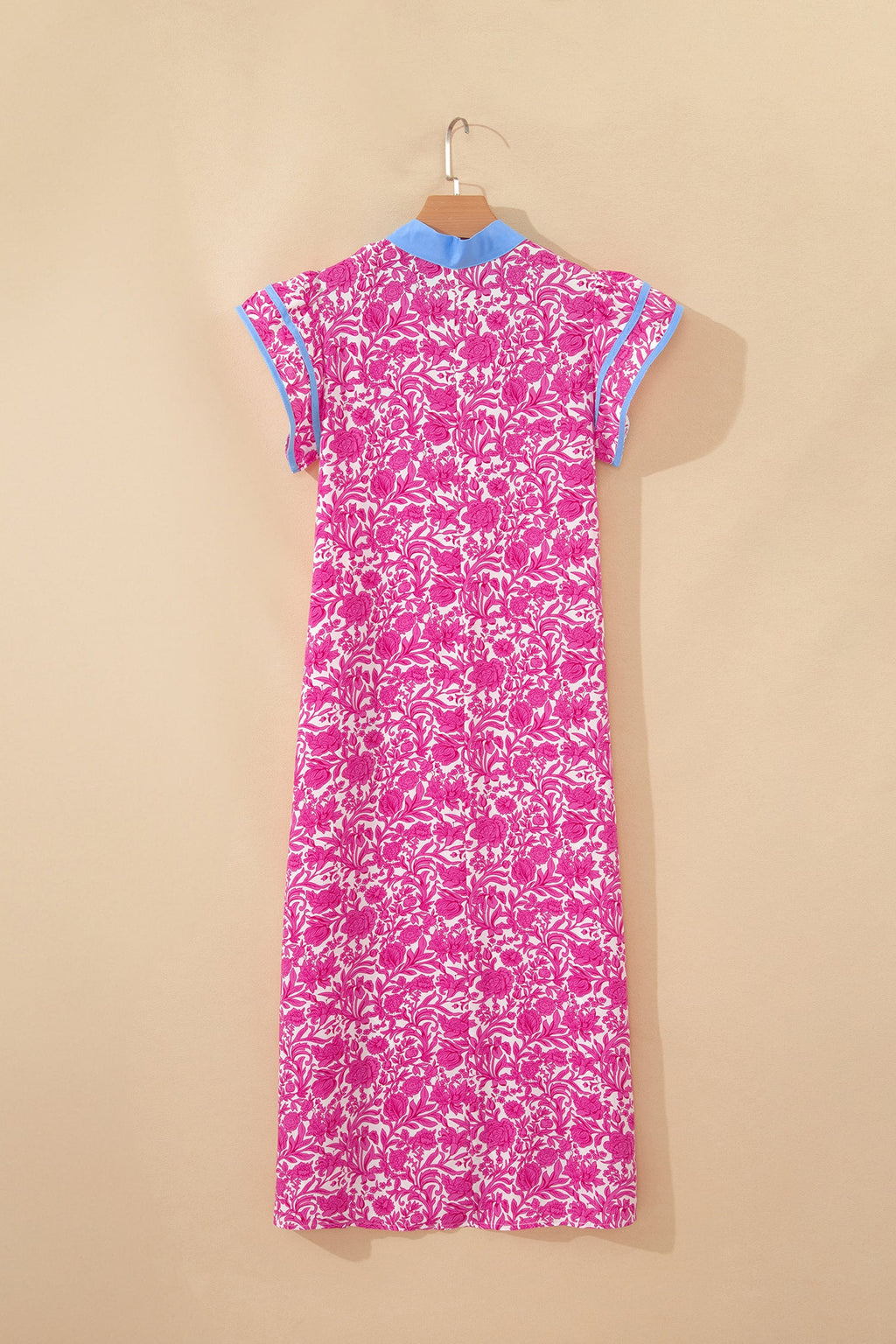 Floral Colorblock Patchwork V-Neck Midi Dress