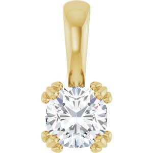 10K Yellow Gold 5.5x5.5 mm Cushion Pendant Mounting