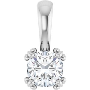 14K White Gold 5.5x5.5 mm Cushion Pendant Mounting