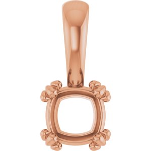 14K Rose Gold 5.5x5.5 mm Cushion Pendant Mounting – image 2