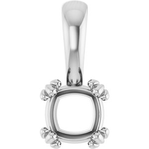 Continuum Sterling Silver 5.5x5.5 mm Cushion Pendant Mounting – image 2