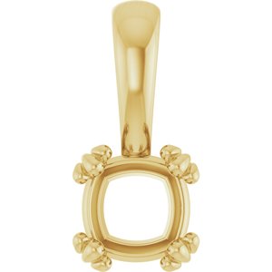 14K Yellow Gold 5.5x5.5 mm Cushion Pendant Mounting – image 2