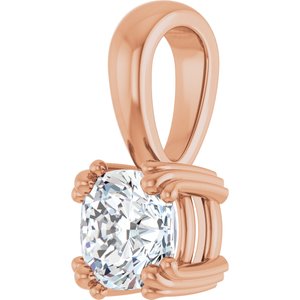 10K Rose Gold 5.5x5.5 mm Cushion Pendant Mounting – image 3