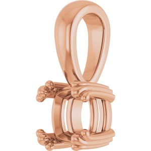 10K Rose Gold 5.5x5.5 mm Cushion Pendant Mounting – image 4