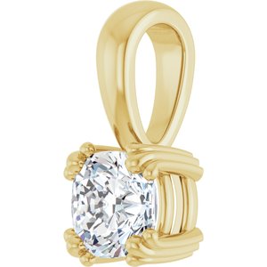 14K Yellow Gold 5.5x5.5 mm Cushion Pendant Mounting – image 3