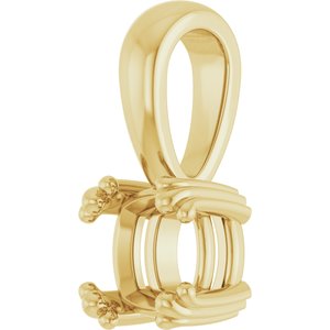 14K Yellow Gold 5.5x5.5 mm Cushion Pendant Mounting – image 4