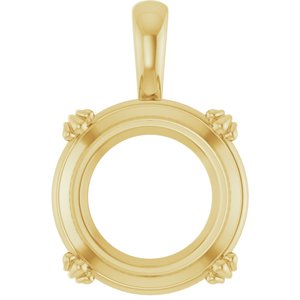 14K Yellow Gold 15 mm Round Pendant Mounting – image 2