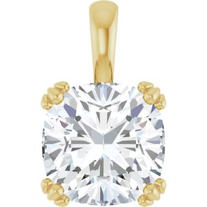 10K Yellow Gold 11x11 mm Cushion Pendant Mounting