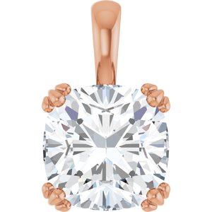 10K Rose Gold 11x11 mm Cushion Pendant Mounting