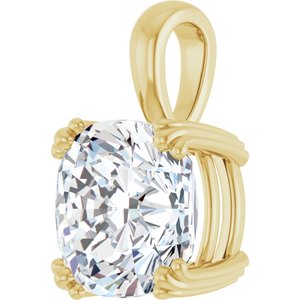 10K Yellow Gold 11x11 mm Cushion Pendant Mounting – image 3
