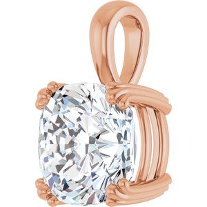 14K Rose Gold 11x11 mm Cushion Pendant Mounting – image 3