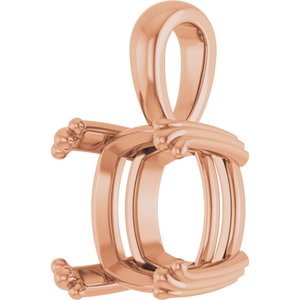 14K Rose Gold 11x11 mm Cushion Pendant Mounting – image 4