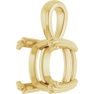 10K Yellow Gold 11x11 mm Cushion Pendant Mounting – image 4
