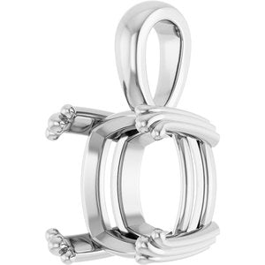 14K X1 White Gold 11x11 mm Cushion Pendant Mounting – image 4