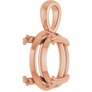 18K Rose Gold 16x12 mm Oval Pendant Mounting – image 4