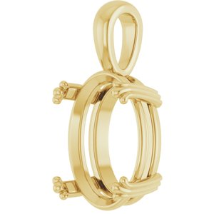 10K Yellow Gold 16x12 mm Oval Pendant Mounting – image 4