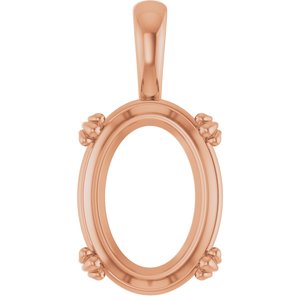10K Rose Gold 16x12 mm Oval Pendant Mounting – image 2