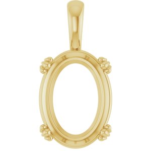 18K Yellow Gold 16x12 mm Oval Pendant Mounting – image 2