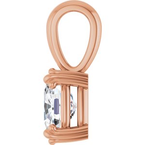 10K Rose Gold 8x6 mm Elongated Cushion Pendant Mounting – image 5