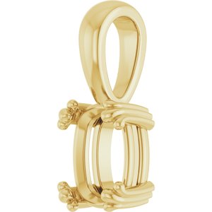 18K Yellow Gold 8x6 mm Elongated Cushion Pendant Mounting – image 4