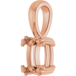 18K Rose Gold 8x6 mm Elongated Cushion Pendant Mounting – image 4