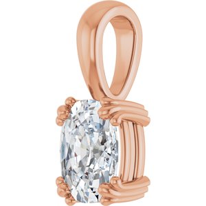 18K Rose Gold 8x6 mm Elongated Cushion Pendant Mounting – image 3