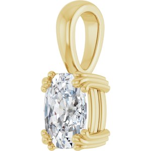 18K Yellow Gold 8x6 mm Elongated Cushion Pendant Mounting – image 3