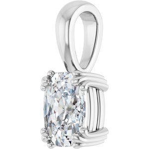 14K White Gold 8x6 mm Elongated Cushion Pendant Mounting – image 3